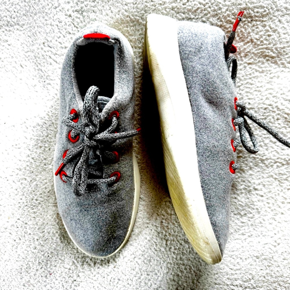 Allbirds grey wool with orange eyelets